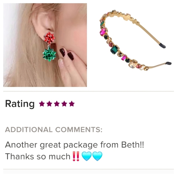 Festive Red and Green Christmas Bow Earrings - Picture 6 of 11